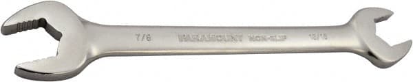 Paramount - 13/16" x 7/8" Standard Open End Wrench - 10" OAL, Double End, Full Polish Finish, 15° Head Angle - Exact Tooling
