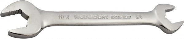 Paramount - 5/8" x 11/16" Standard Open End Wrench - 7-9/32" OAL, Double End, Full Polish Finish, 15° Head Angle - Exact Tooling