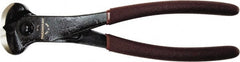 Paramount - 8" OAL, 11 AWG Capacity, End Cutting Pliers - 11/32" Jaw Length x 1-19/32" Jaw Width, Plastic Dipped Handle - Exact Tooling
