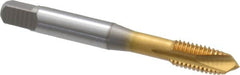 OSG - M8x1.25 Metric Coarse, 3 Flute, TiN Finish, Vanadium High Speed Steel Spiral Point Tap - Plug Chamfer, Right Hand Thread, 2-23/32" OAL, 1-1/8" Thread Length, 0.318" Shank Diam, 6H Class of Fit, Series 342 - Exact Tooling