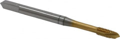 OSG - M4x0.70 Metric Coarse, 3 Flute, TiN Finish, Vanadium High Speed Steel Spiral Point Tap - Plug Chamfer, Right Hand Thread, 2-1/8" OAL, 3/4" Thread Length, 0.168" Shank Diam, 6H Class of Fit, Series 342 - Exact Tooling