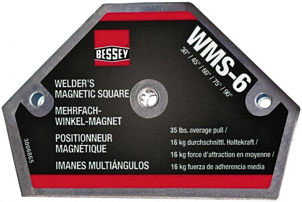 Bessey - 4" Wide x 9/16" Deep x 2-1/2" High Magnetic Welding & Fabrication Square - 35 Lb Average Pull Force - Exact Tooling