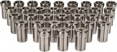 Accupro - 33 Piece, 1/4" to 3/4" Capacity, Double Angle Collet Set - 0.02mm TIR, Series DA180 - Exact Tooling