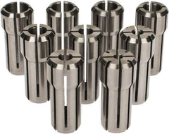 Accupro - 9 Piece, 1/8" to 3/8" Capacity, Double Angle Collet Set - 0.02mm TIR, Series DA200 - Exact Tooling