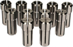 Accupro - 11 Piece, 1/16" to 3/8" Capacity, Double Angle Collet Set - 0.02mm TIR, Series DA200 - Exact Tooling