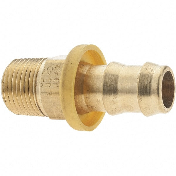Parker - 1/2" ID 3/8-18 MNPTF Barbed Push On Male Fitting - Brass - Exact Tooling