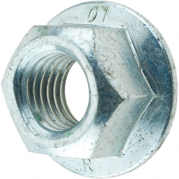 Value Collection - M10x1.50, 21mm Flange Diam, 11.5mm High, 15mm Across Flats, Flange Nut - Zinc Finish - Exact Tooling