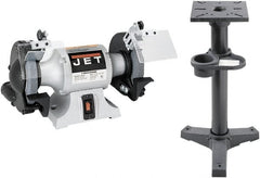 Jet - 6" Wheel Diam x 3/4" Wheel Width, 1/2 hp Grinder - 1/2" Arbor Hole Diam, 1 Phase, 3,450 Max RPM, 115 Volts - Exact Tooling