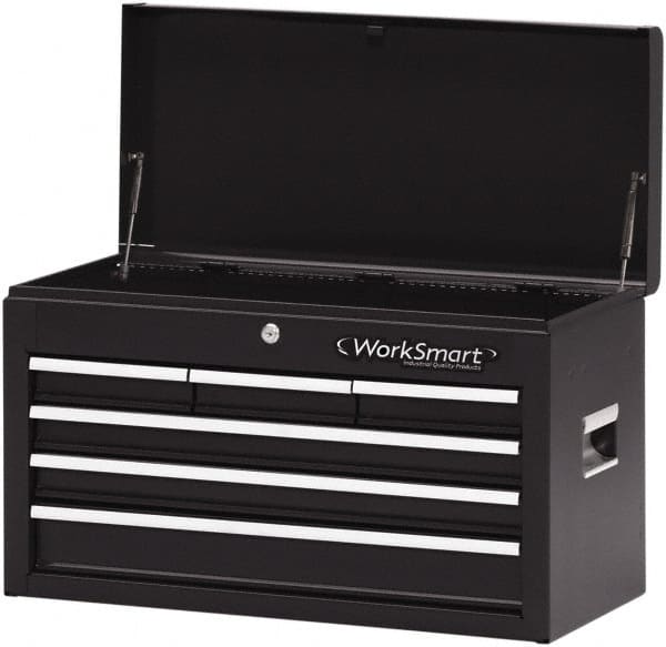 Value Collection - 6 Drawer Intermediate Tool Chest - 26" Wide x 12" Deep x 15-1/4" High, Steel, Black - Exact Tooling