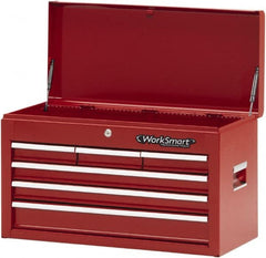 Value Collection - 6 Drawer Intermediate Tool Chest - 26" Wide x 12" Deep x 15-1/4" High, Steel, Red - Exact Tooling