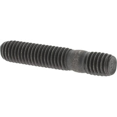 Value Collection - M6x1.0 31mm OAL Equal Double Threaded Stud - Carbon Steel, Uncoated, 14mm Equal Thread Length, Metric - Exact Tooling