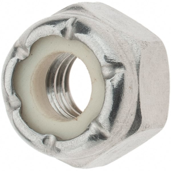 Value Collection - 1/4-20 UNC 18-8 Hex Lock Nut with Nylon Insert - 7/16" Width Across Flats, 19/64" High - Exact Tooling