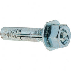 Value Collection - 3/8" Diam, 3/8" Drill, 2" OAL, Wedge Expansion Concrete Anchor - Steel, Zinc-Plated Finish, Hex Nut Head, Hex Drive, 3/4" Thread Length - Exact Tooling