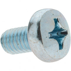 Value Collection - M6x1.00, 10mm Length Under Head Phillips Drive Machine Screw - Pan Head, Grade 4.8 Steel, Zinc-Plated Finish, Without Washer - Exact Tooling