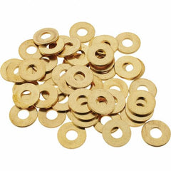 Value Collection - #8 Screw, Brass Standard Flat Washer - 0.172" ID x 7/16" OD, 0.036" Thick, Plain Finish - Exact Tooling
