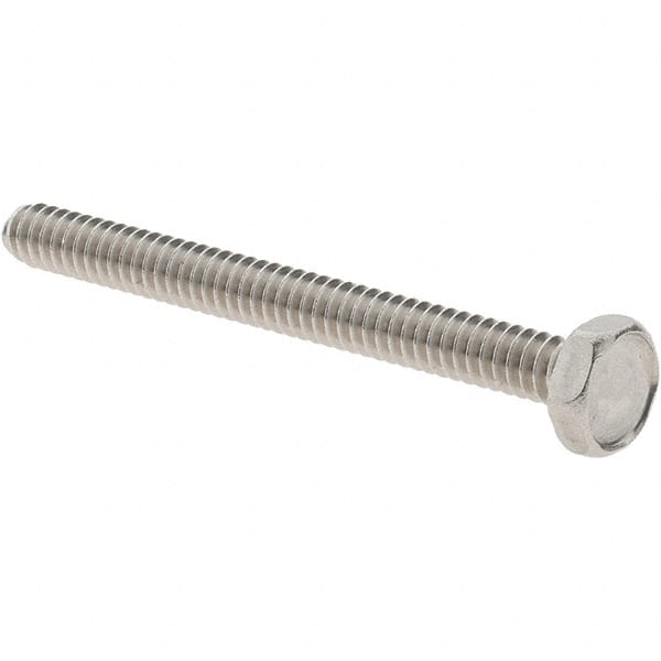 Value Collection - #6-32 UNC, 1-1/2" Length Under Head Hex Drive Machine Screw - Hex Head, Grade 18-8 Stainless Steel, Uncoated, Without Washer - Exact Tooling