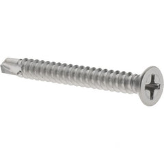 Value Collection - #8, Flat Head, Phillips Drive, 1-1/2" OAL, #2 Point, Self Drilling Screw - Grade 410 Stainless Steel - Exact Tooling