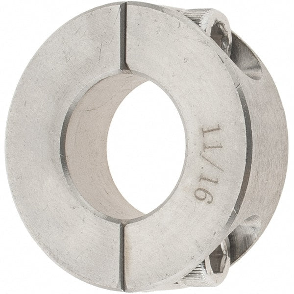 Value Collection - 11/16" Bore, Stainless Steel, Two Piece Two Piece Split Shaft Collar - 1-1/2" Outside Diam, 1/2" Wide - Exact Tooling