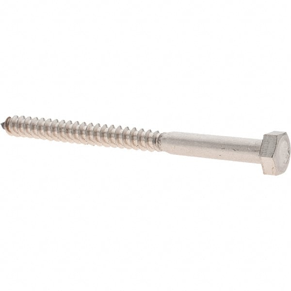 Made in USA - 5/16 Screw, 4" Length Under Head, Stainless Steel, Hex Head Lag Screw - Uncoated, Grade 18-8 - Exact Tooling