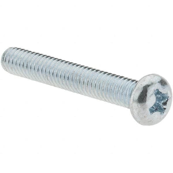 Value Collection - M4x0.70, 25mm Length Under Head Phillips Drive Machine Screw - Pan Head, Grade 4.8 Steel, Zinc-Plated Finish, Without Washer - Exact Tooling