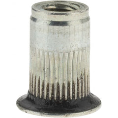 Value Collection - #10-24, 0.296 Insert Diam, 0.475" OAL, Sealed Head Open End Threaded Insert - 0.2969" Hole Diam, 0.415" Head Diam, 1008/1010 Steel, Clear Protective Coating & Zinc Yellow Dichromate Finish - Exact Tooling