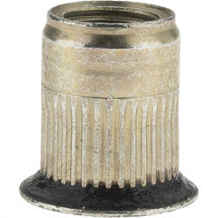 Value Collection - 3/8-24, 0.53 Insert Diam, 0.69" OAL, Sealed Head Open End Threaded Insert - 0.5312" Hole Diam, 0.685" Head Diam, 1008/1010 Steel, Clear Protective Coating & Zinc Yellow Dichromate Finish - Exact Tooling