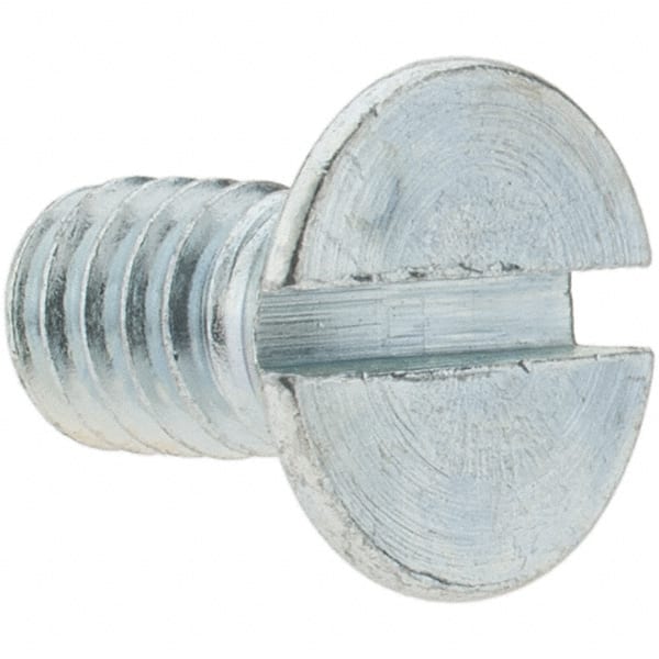 Value Collection - 1/4-20 UNC, 1/2" OAL Slotted Drive Machine Screw - Flat Head, Grade 2 Steel, Zinc-Plated Finish, Without Washer - Exact Tooling
