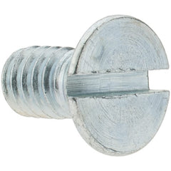 Value Collection - 1/4-20 UNC, 1/2" OAL Slotted Drive Machine Screw - Flat Head, Grade 2 Steel, Zinc-Plated Finish, Without Washer - Exact Tooling