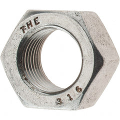 Value Collection - 1/2-20 UNF Stainless Steel Right Hand Hex Nut - 3/4" Across Flats, 7/16" High, Uncoated - Exact Tooling