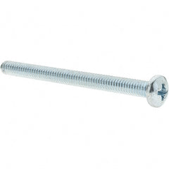 Value Collection - #8-32 UNC, 2" Length Under Head Phillips Drive Machine Screw - Pan Head, Grade 2 Steel, Zinc-Plated Finish, Without Washer - Exact Tooling