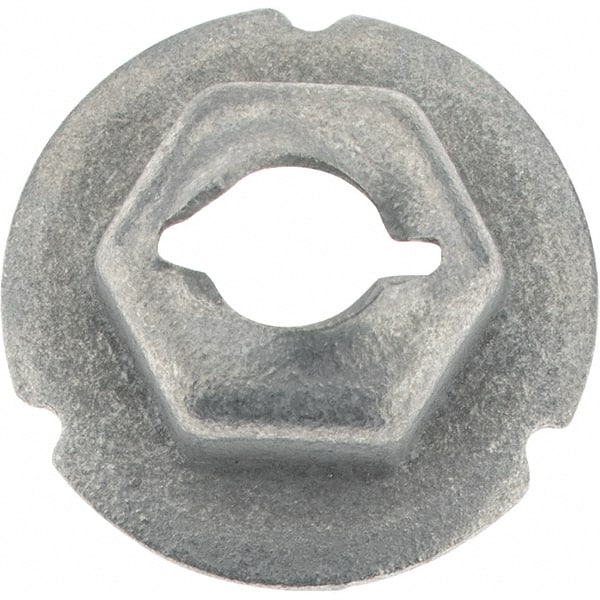 Value Collection - 3/16" Hole Diam, 5/8" OD, 3/8" Width Across Flats Washer Lock Nut - Zinc-Plated Spring Steel, For Use with Non Threaded Fasteners - Exact Tooling