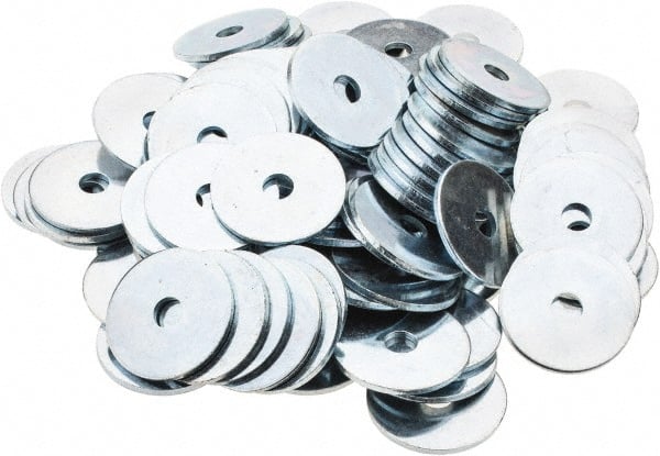 Value Collection - 1/4" Screw, Steel Fender Flat Washer - 9/32" ID x 1-1/8" OD, 1/16" Thick, Zinc-Plated Finish - Exact Tooling