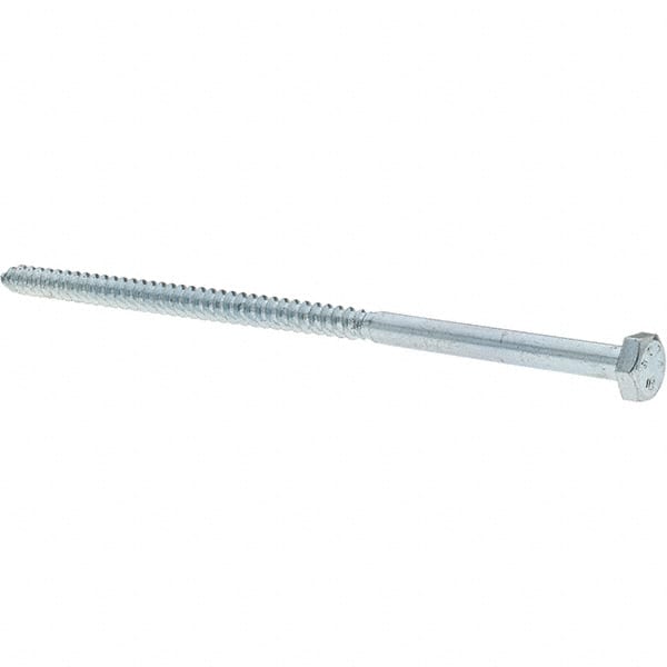 Value Collection - 1/4 Screw, 6" Length Under Head, Steel, Hex Head Lag Screw - Zinc-Plated, Grade 2 - Exact Tooling