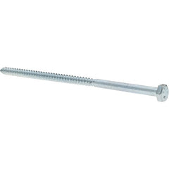 Value Collection - 1/4 Screw, 6" Length Under Head, Steel, Hex Head Lag Screw - Zinc-Plated, Grade 2 - Exact Tooling
