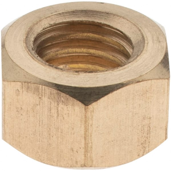 Value Collection - 3/8-16 UNC Brass Right Hand Hex Nut - 9/16" Across Flats, 21/64" High - Exact Tooling