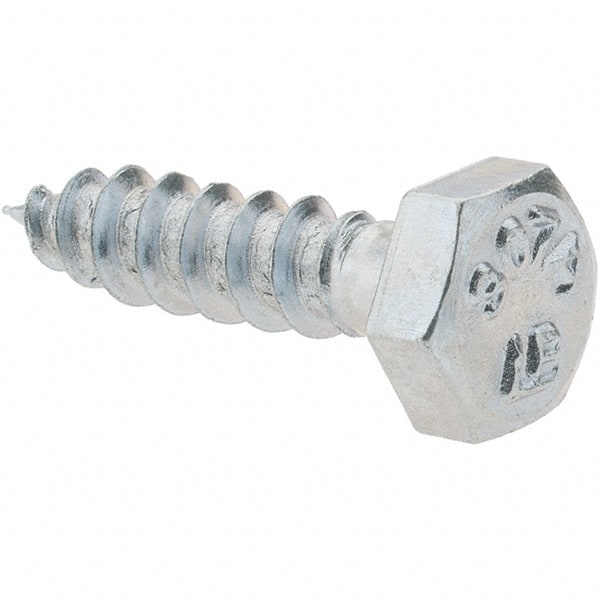 Value Collection - 1/4 Screw, 1" Length Under Head, Steel, Hex Head Lag Screw - Zinc-Plated, Grade 2 - Exact Tooling