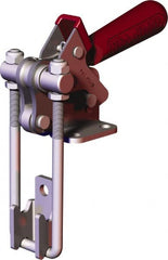 De-Sta-Co - 2,0001 Lb Capacity, Vertical, U Hook, Flanged Base, Carbon Steel Pull Action Latch Clamp - 2.46" Drawing Movement, 5.77" OAL, Threaded U Hook, Straight Handle - Exact Tooling
