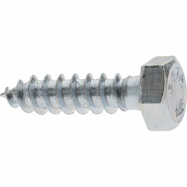 Value Collection - 5/16 Screw, 1-1/4" Length Under Head, Steel, Hex Head Lag Screw - Zinc-Plated, Grade 2 - Exact Tooling
