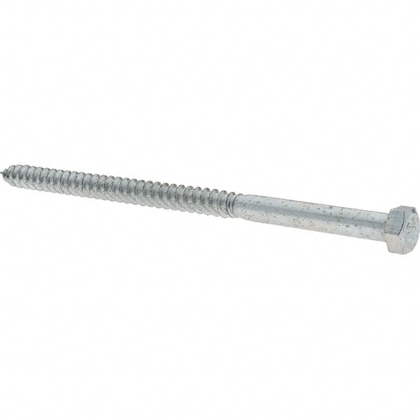 Value Collection - 3/8 Screw, 7" Length Under Head, Steel, Hex Head Lag Screw - Zinc-Plated, Grade 2 - Exact Tooling