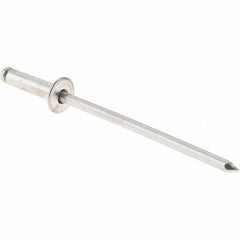 Value Collection - Size 34 Dome Head Aluminum Open End Blind Rivet - Aluminum Mandrel, 0.126" to 1/4" Grip, 0.188" Head Diam, 0.097" to 0.1" Hole Diam, 3/8" Length Under Head, 3/32" Body Diam - Exact Tooling