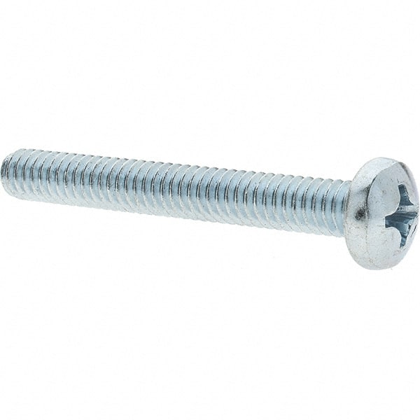 Value Collection - 1/4-20 UNC, 2" Length Under Head Phillips Drive Machine Screw - Pan Head, Grade 2 Steel, Zinc-Plated Finish, Without Washer - Exact Tooling