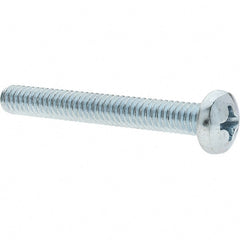 Value Collection - 1/4-20 UNC, 2" Length Under Head Phillips Drive Machine Screw - Pan Head, Grade 2 Steel, Zinc-Plated Finish, Without Washer - Exact Tooling