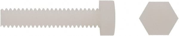 Electro Hardware - 1/4-20 UNC, 3/4" Length Under Head Hex Head Cap Screw - Fully Threaded, Grade 6/6 Nylon, Uncoated, 7/16" Hex - Exact Tooling
