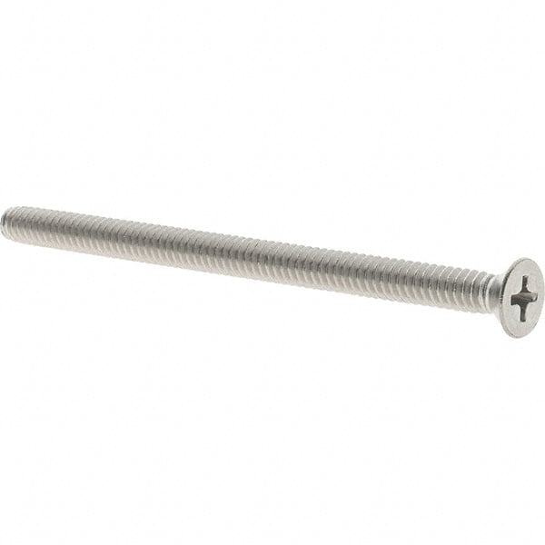 Value Collection - #10-24 UNC, 3" OAL Phillips Drive Machine Screw - Flat Head, Grade 18-8 Stainless Steel, Uncoated, Without Washer - Exact Tooling