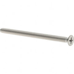 Value Collection - #10-24 UNC, 3" OAL Phillips Drive Machine Screw - Flat Head, Grade 18-8 Stainless Steel, Uncoated, Without Washer - Exact Tooling