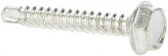 Value Collection - #6, Hex Washer Head, Hex Drive, 1" Length Under Head, #2 Point, Self Drilling Screw - Grade 1016-1024 Steel, Zinc-Plated Finish - Exact Tooling