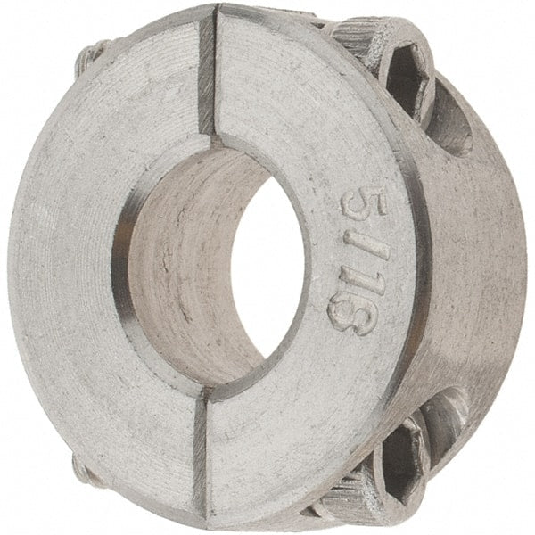 Value Collection - 5/16" Bore, Stainless Steel, Two Piece Shaft Collar - 11/16" Outside Diam, 5/16" Wide - Exact Tooling