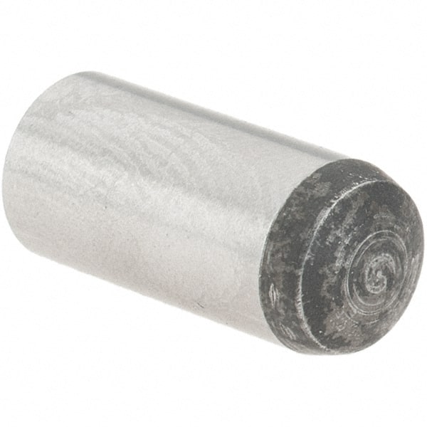 Value Collection - 6mm Diam x 14mm Pin Length Grade 8 Alloy Steel Precision Dowel Pin - Bright Finish, 1 Rounded End - Exact Tooling