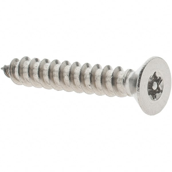 Value Collection - #8 Flat Head Torx Sheet Metal Screw - Stainless Steel, 1" OAL, Grade 18-8, T15 Drive - Exact Tooling
