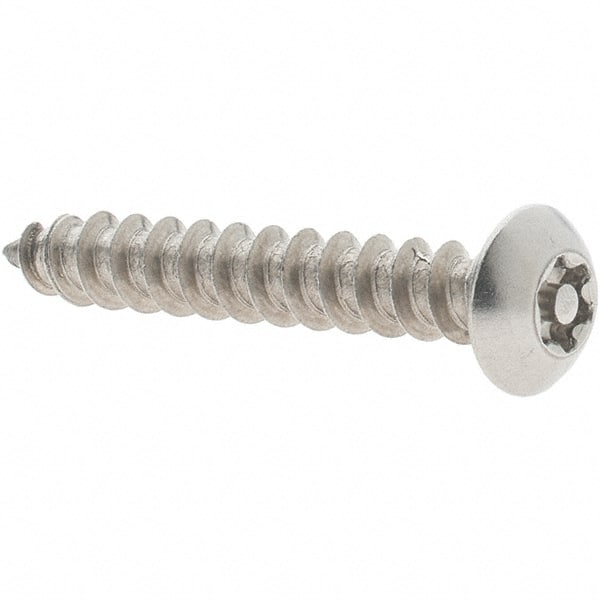 Value Collection - #10 Button Head Torx Sheet Metal Screw - Stainless Steel, 1-1/4" Length Under Head, Grade 18-8, T25 Drive - Exact Tooling